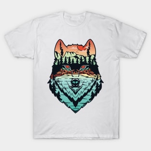 Colorfull wolf head forest T-Shirt